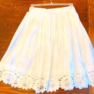 New White Cotton Pleated Nygard Skirt with Eyelet Hem - Size 12 - Tags On